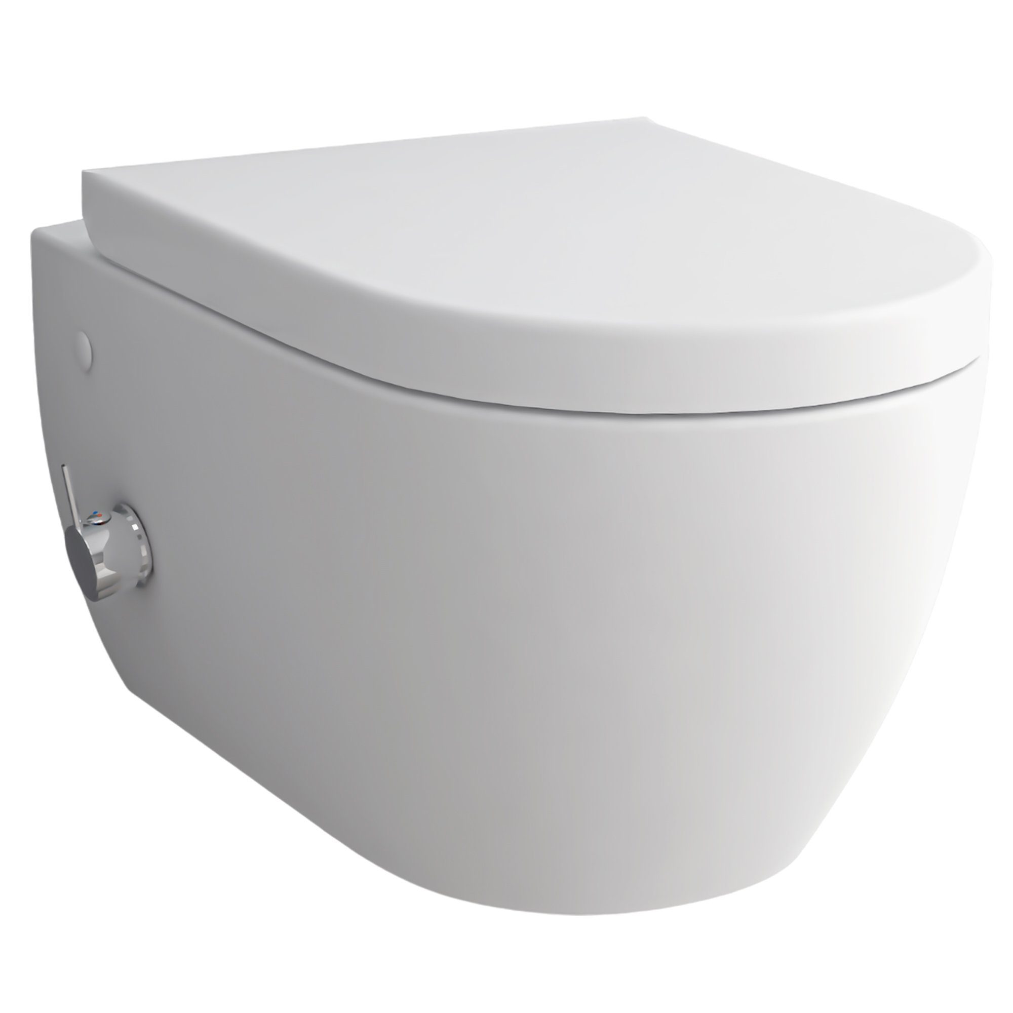 Alpenberger Tiefspül-WC - Spülrandloses WC mit Bidet Funktion und Einhebelarmatur - Hänge WC, Wandmontage, Abgang Waagerecht, Toilette Komplett Set Passend zu Geberit, Dusch WC - Taharet WC - Made in EU
