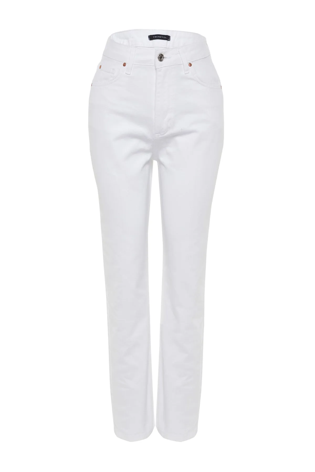Trendyol Collection  Weiße gerade Jeans mit hoher Taille TWOSS23JE00235