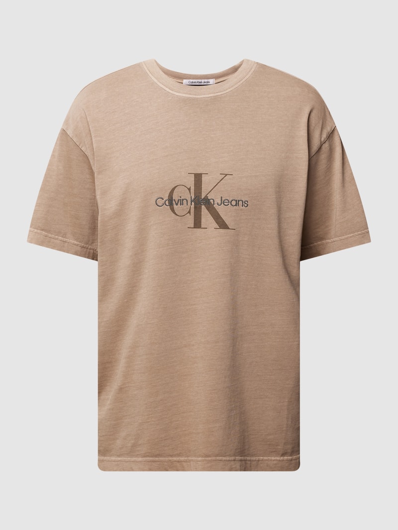 T-Shirt mit überschnittenen Schultern Modell 'MONOLOGO' in beige