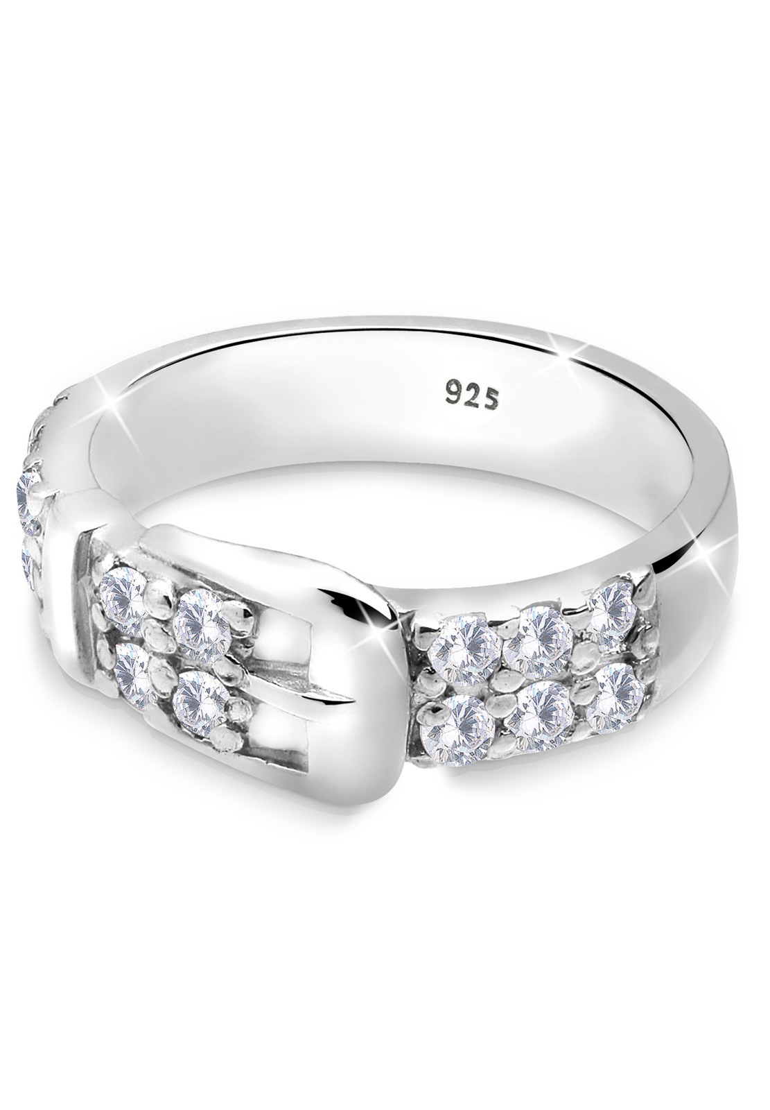 Elli Women's Fun Belt Pattern with Cubic Zirconia Crystals in 925 Sterling Silver