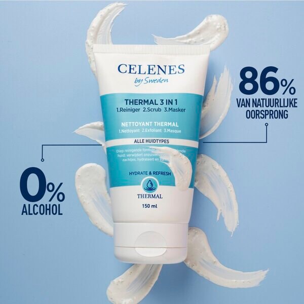 Celenes By Sweden Thermal 3-in-1 puhdistusaine, kuorinta ja naamio 150ml, kaikille ihotyypeille
