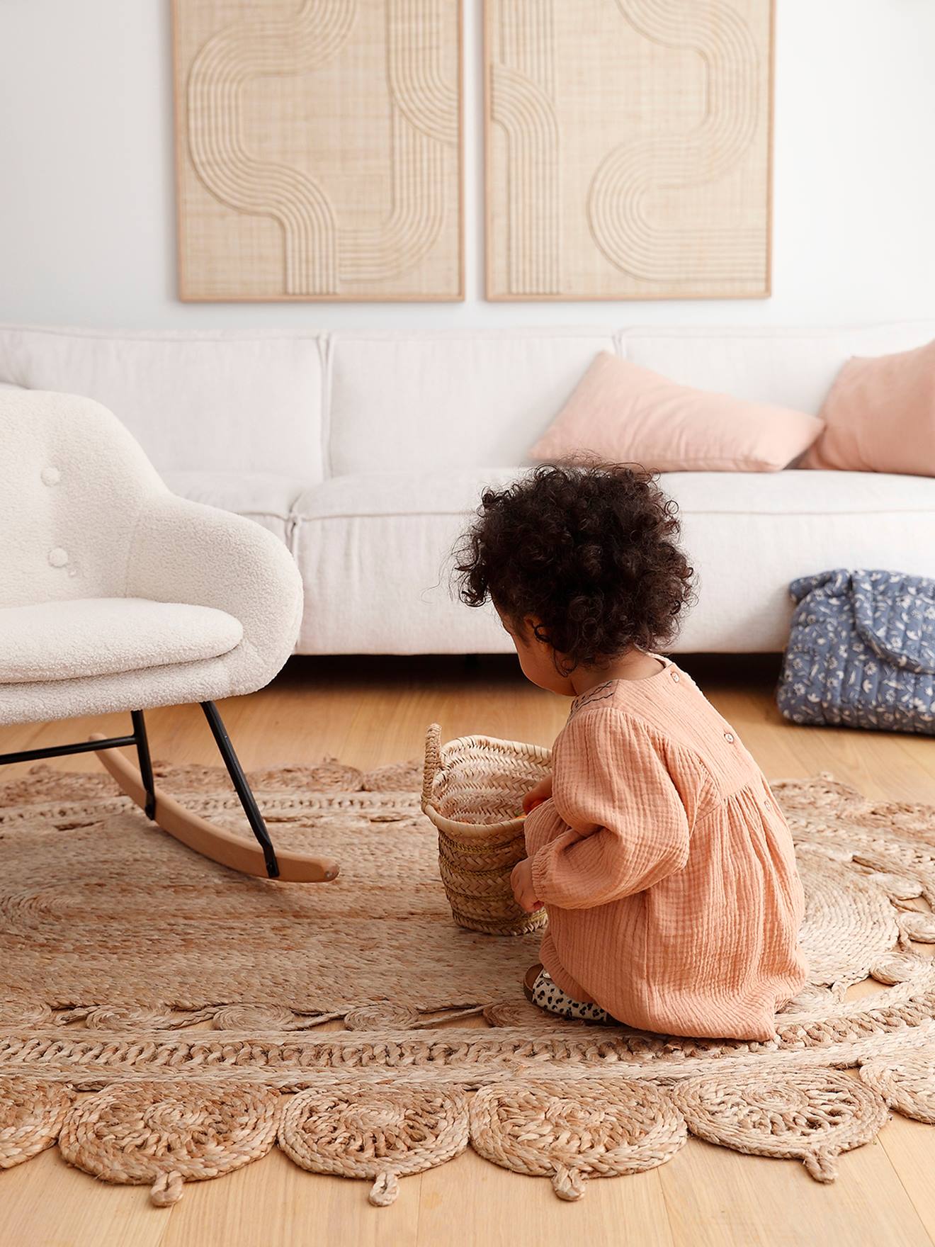 Vertbaudet Besticktes Baby Kleid aus Musselin - karamell