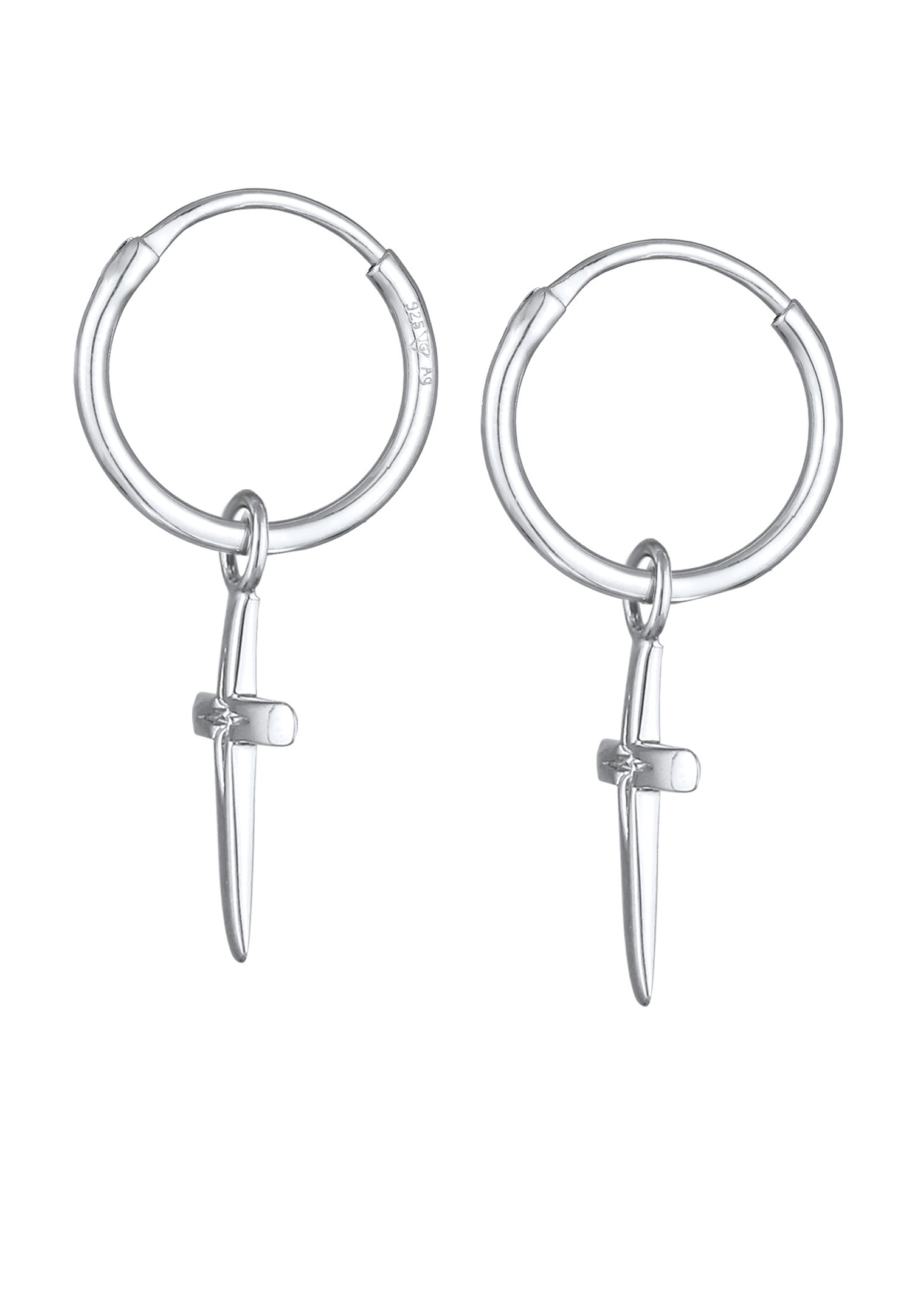 Elli Elli Creoles Femmes Croix Argent Sterling 925 Communion / Confirmation
