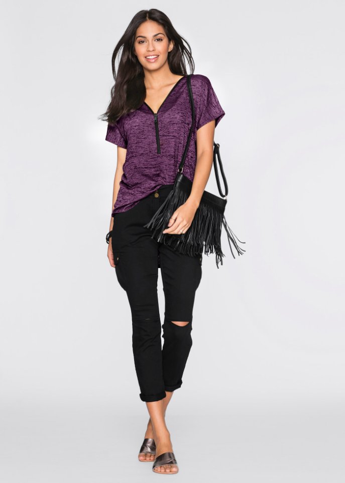 Oversize-Shirt mit Reißverschluss
