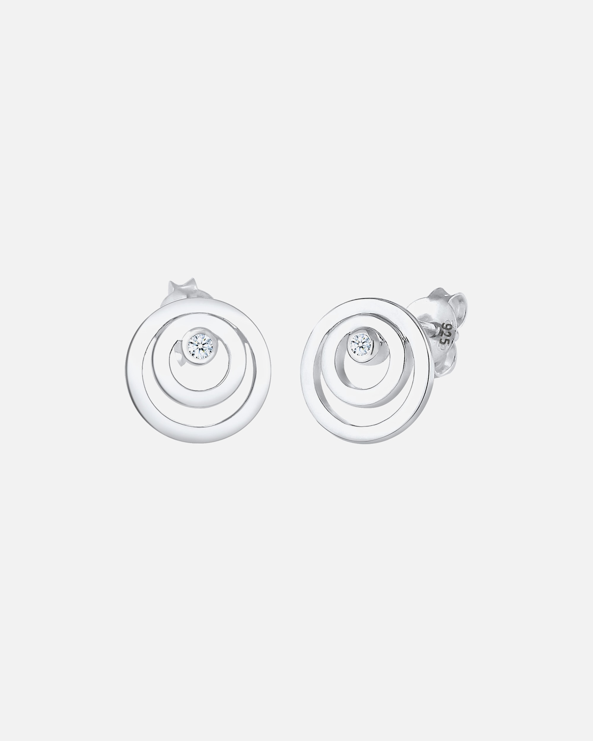 Elli DIAMONDS Rund Sirkel Geo Diamant (0,04 ct.) Dameøredobber - (925/1000) Sølv