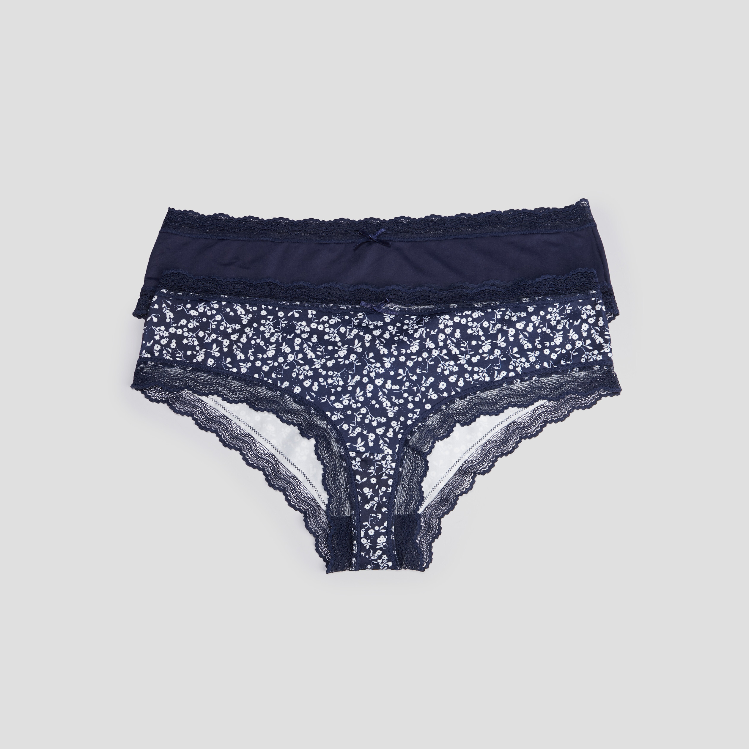 Lot 2 shortys microfibre bleu marine femme | La Halle