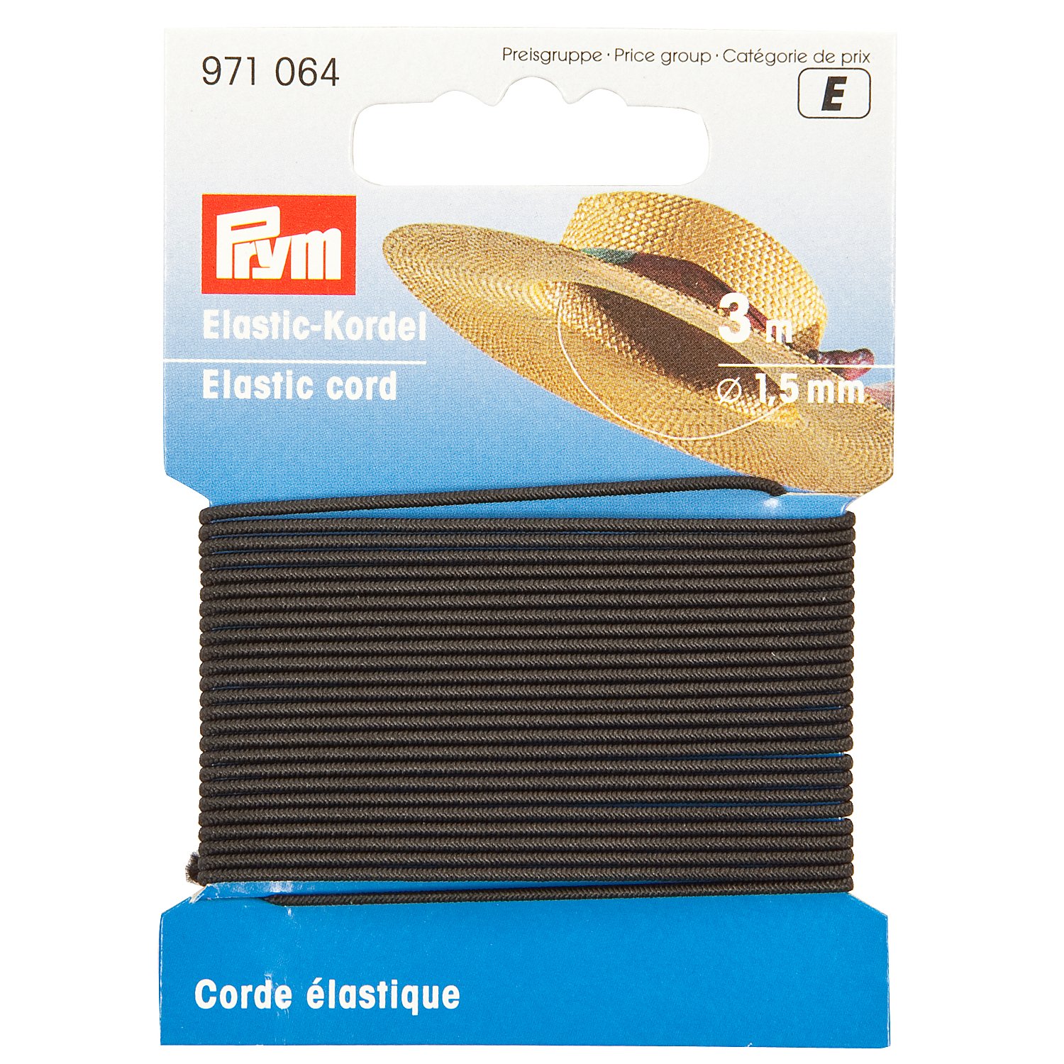 Prym Elastik-Kordel, schwarz, Stärke: 1,5 mm, Länge: 3 m