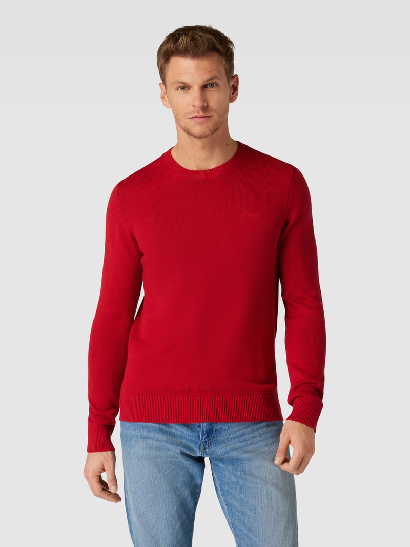 Strickpullover mit Label-Stitching in rot