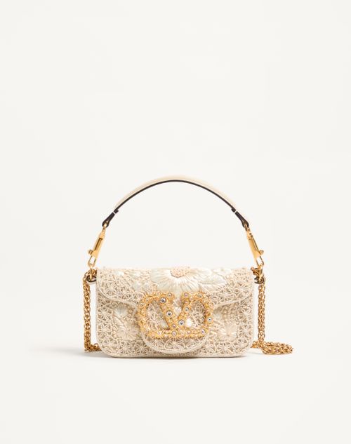 Bolsa de ombro pequena Valentino Garavani Locò bordada com logotipo de joia