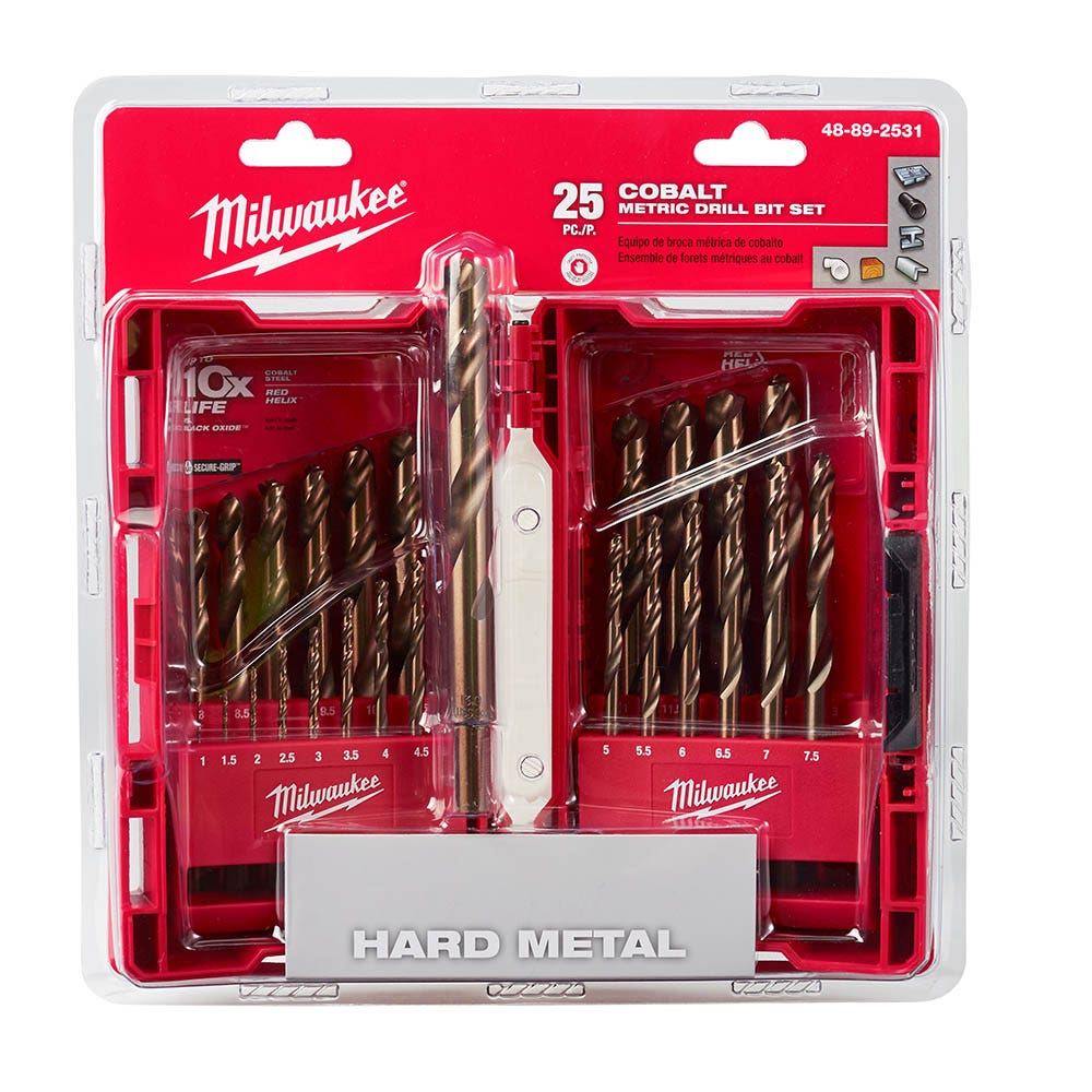 Conjunto de Brocas Métricas Milwaukee HSS-Cobalto 1-13 mm - Hélice Vermelha - 25 Peças 48892531