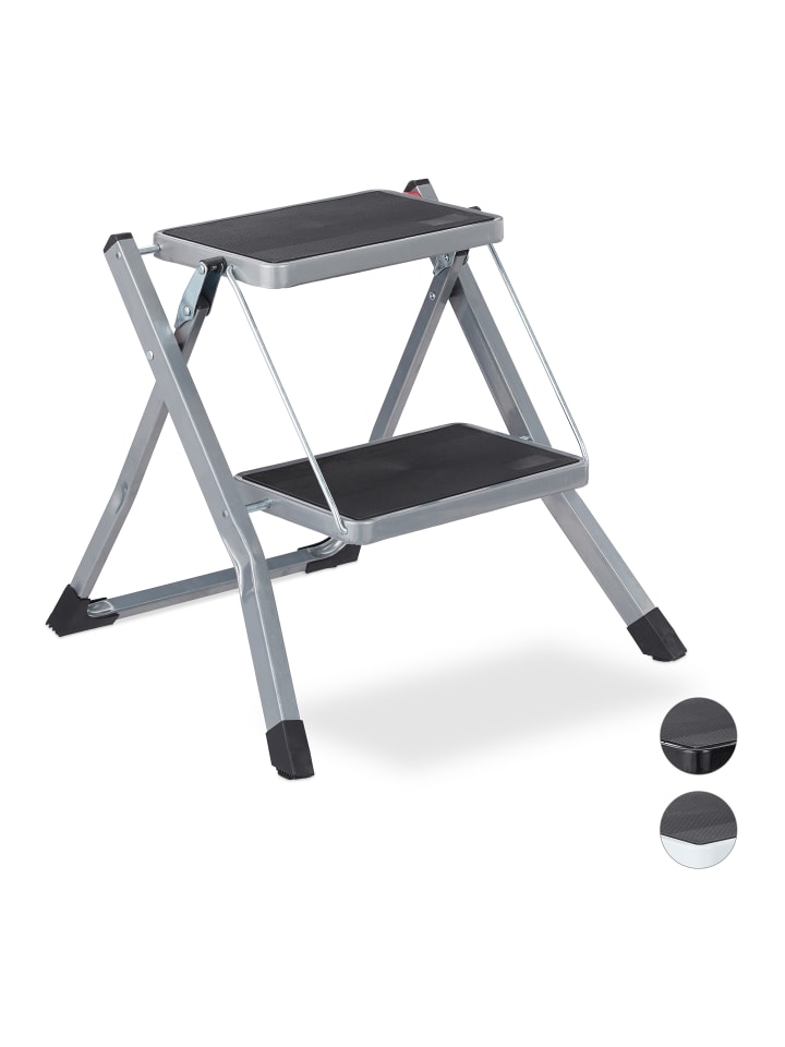 relaxdays Trittleiter in Grau - (B)50 x (H)45 x (T)50 cm günstig kaufen onesize