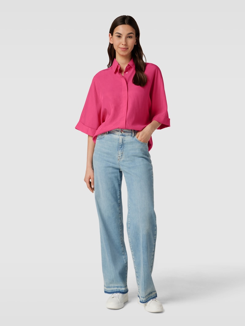 Bluse mit kurzen Raglanärmeln in fuchsia