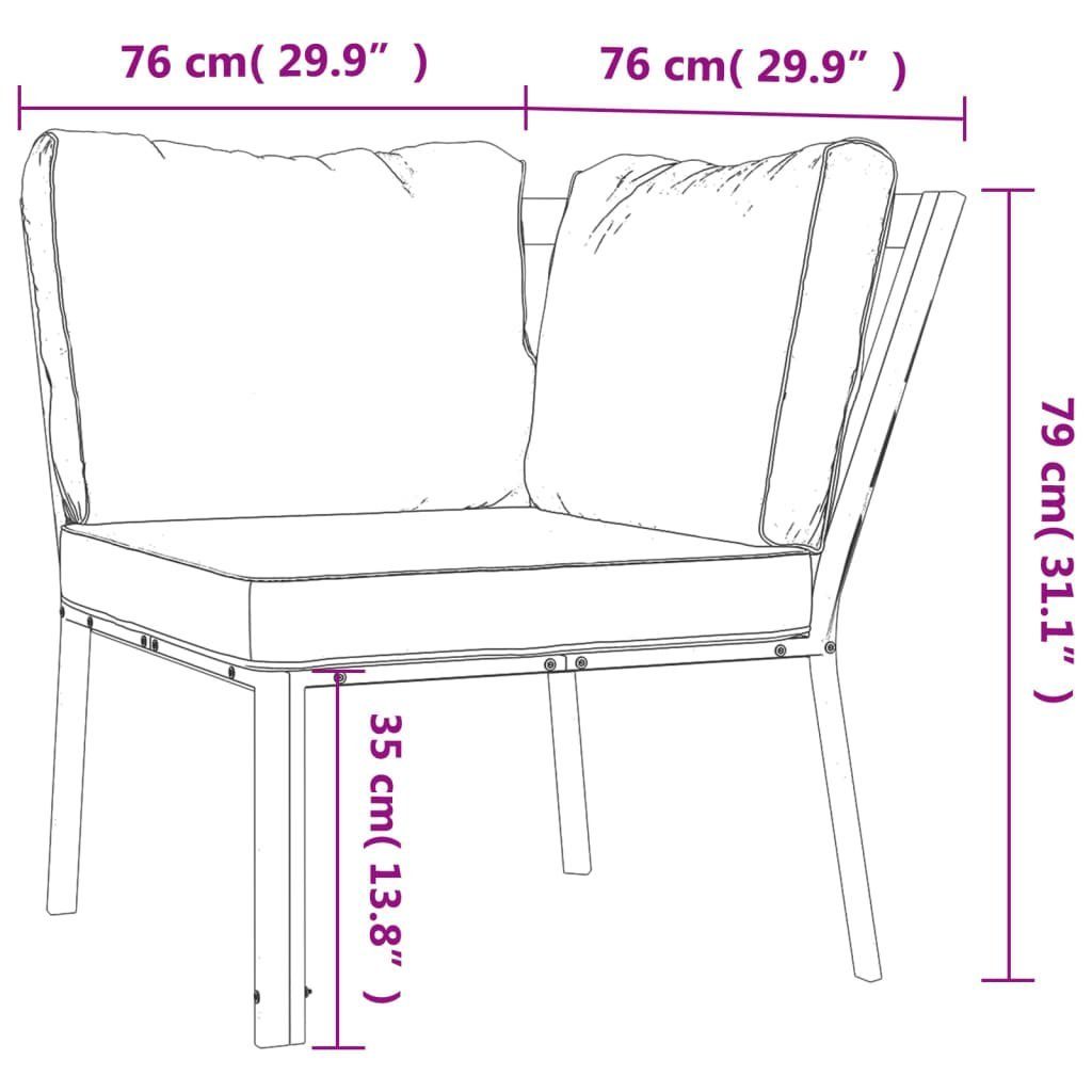 vidaXL Loungesofa Gartenstuhl mit Sandfarbigen Kissen 76x76x79 cm Stahl, 2 Teile