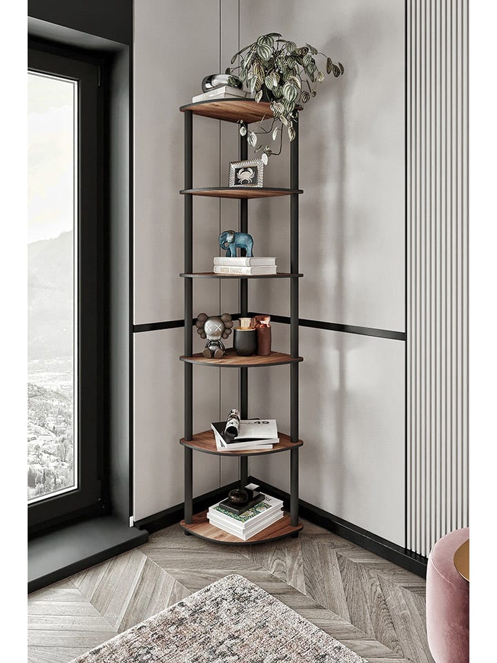 Evila Bücherregal in Braun/ Schwarz - (B)34 x (H)139 x (T)34 cm günstig kaufen onesize