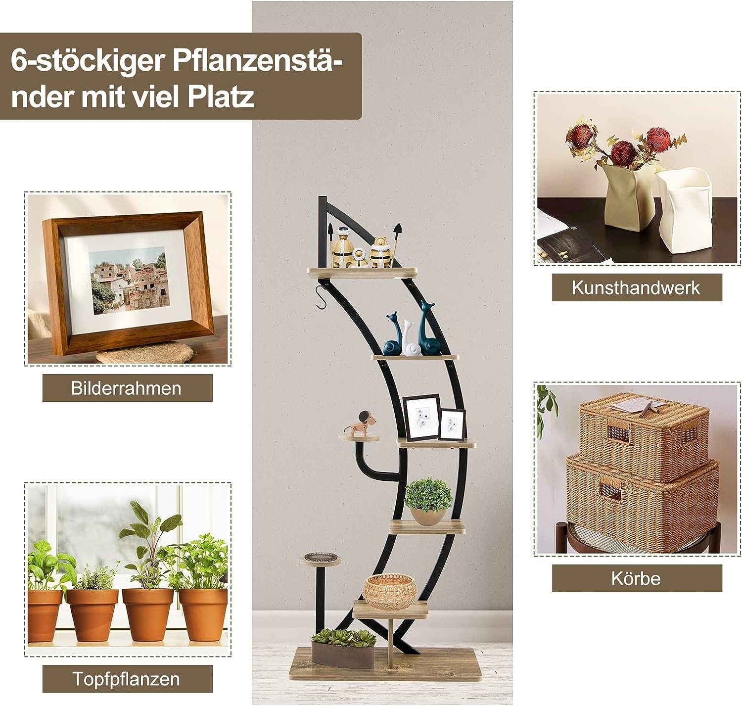 KOMFOTTEU Blumenständer Pflanzenständer (1 St), mit Haken