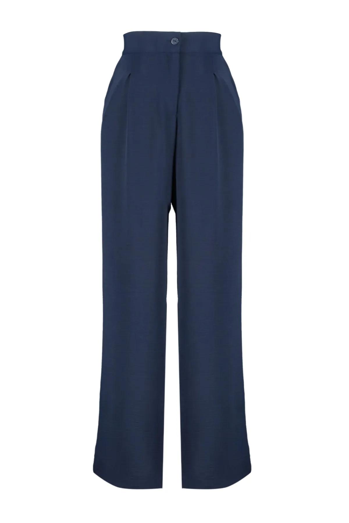 Trendyol Curve  Marineblaue plissierte Webhose mit hoher Taille TBBSS22PL0448