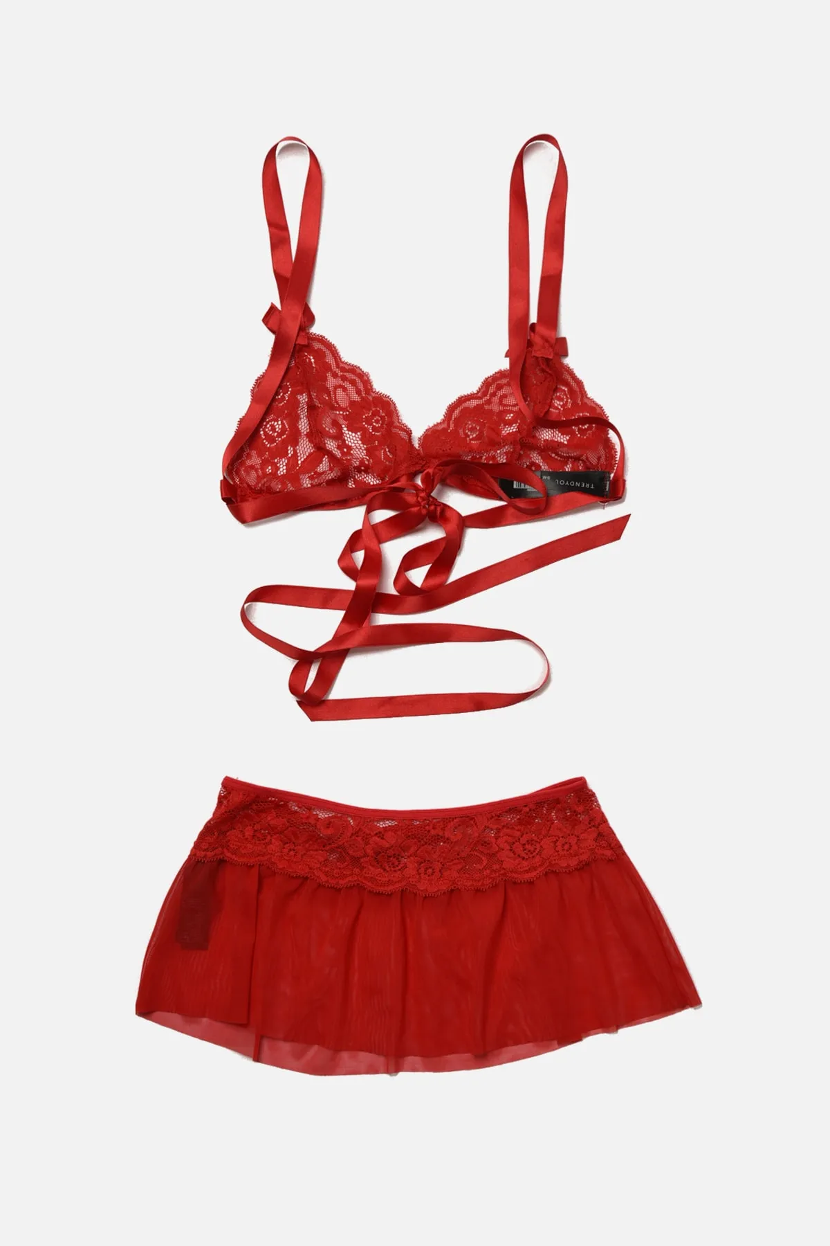 Trendyol Collection  Gestricktes Dessous-Set aus roter Spitze ohne Kappe THMAW22AU0328