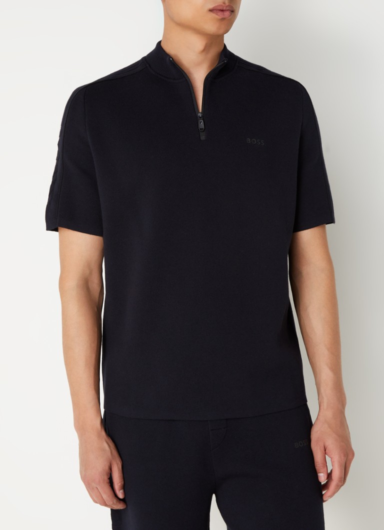 Pulover HUGO BOSS Zildor din tricot fin cu fermoar pe jumătate