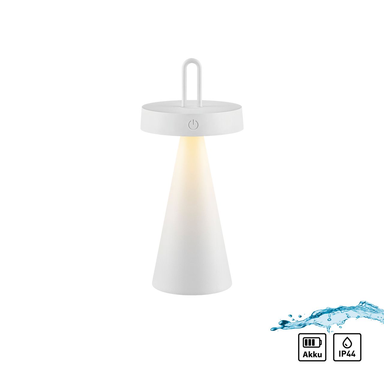 JUST LIGHT Akku Tischleuchte ALWA, 1x LED-Board/1,50Watt/2700Kelvin, IP44, Weiss
