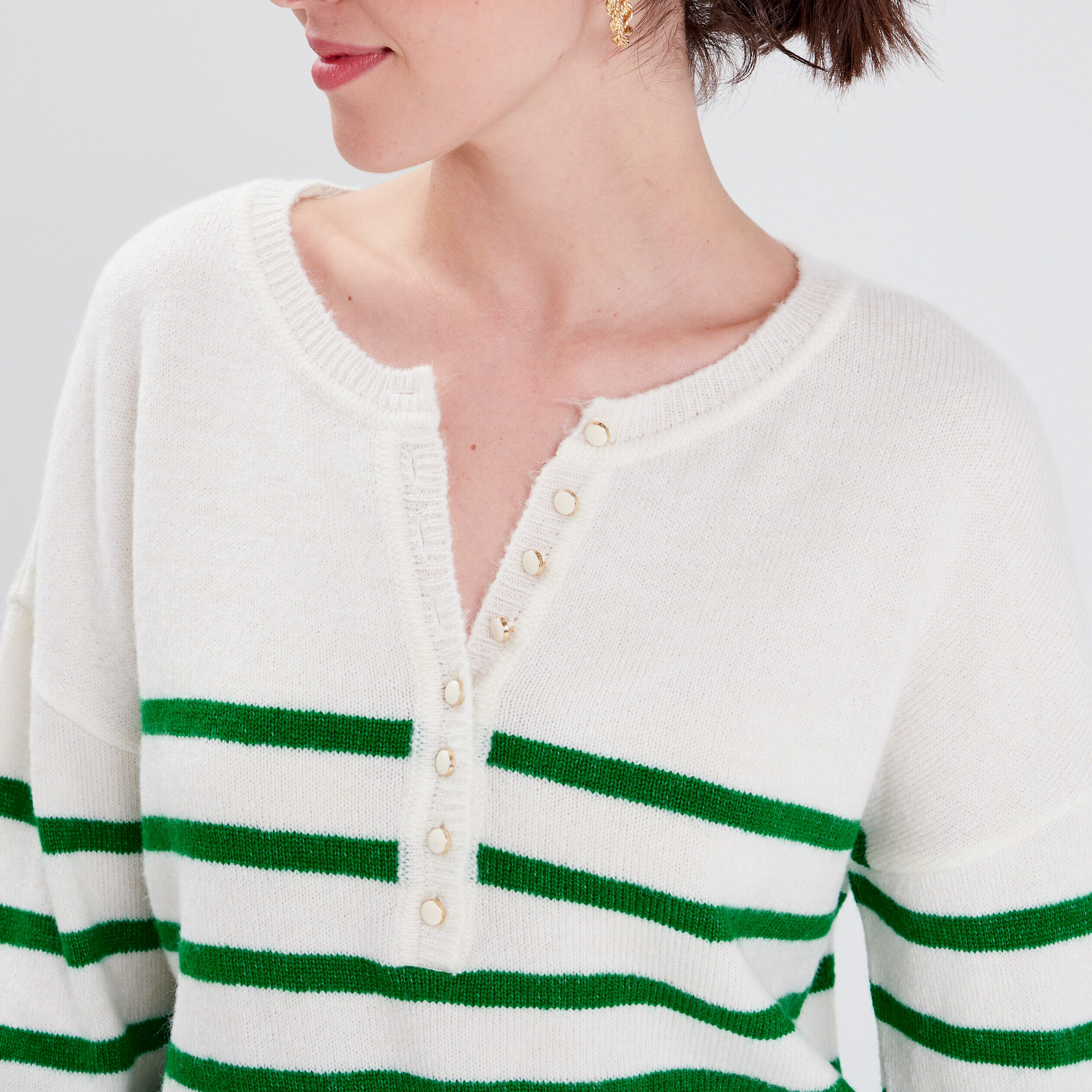 Pull avec boutons ecru femme | Cache Cache