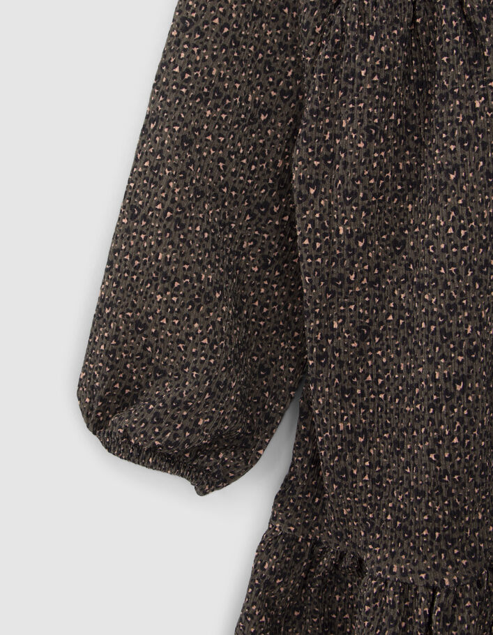 Robe kaki imprimé léopard-coeurs fille