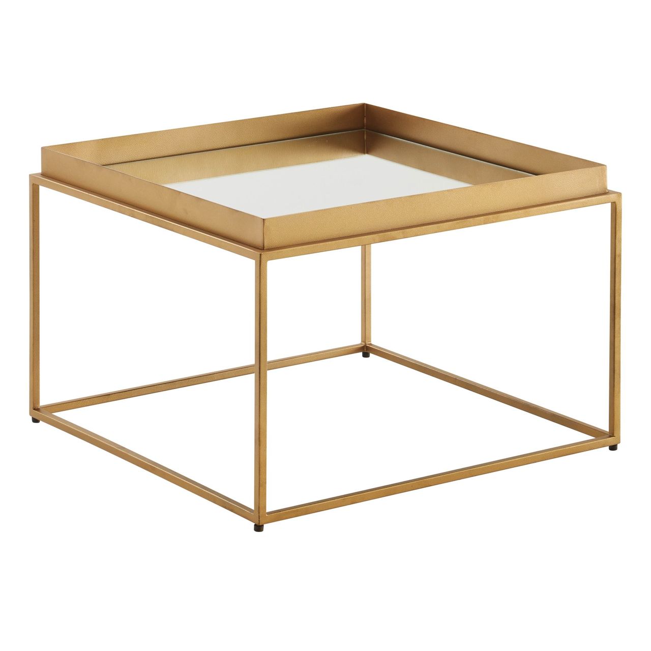 Skyport WOHNLING Couchtisch Glas Spiegel 60x60x41cm Sofatisch Wohnzimmertisch Gold Tisch