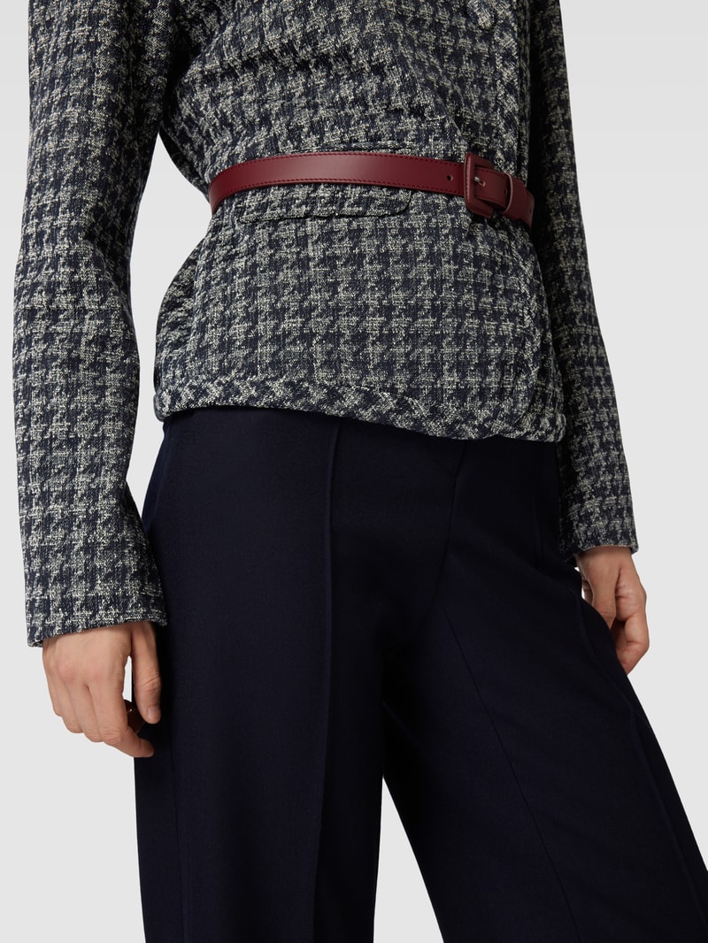 Blazer mit Hahnentrittmuster und Pattentasche in dunkelblau