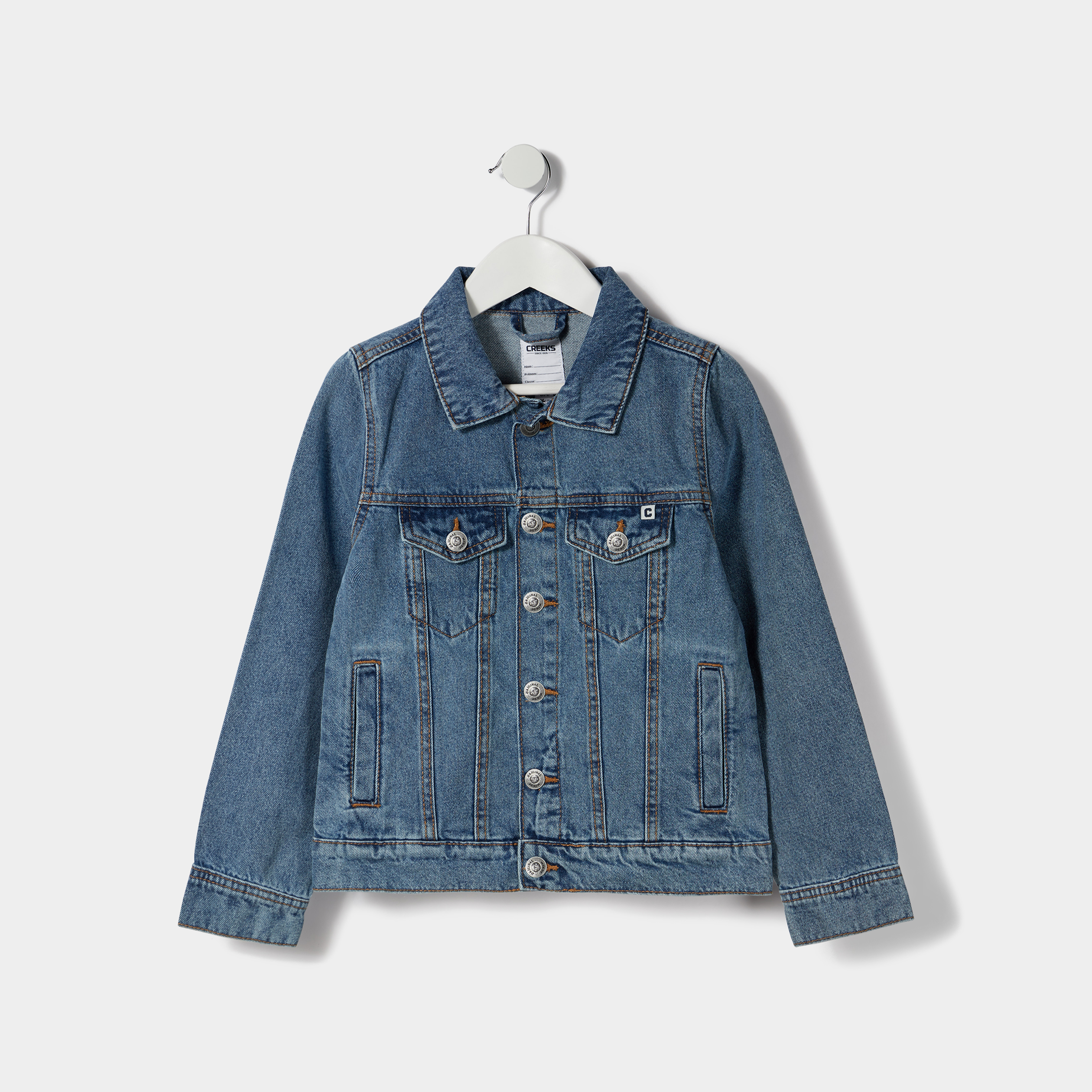 Veste droite boutonnée en jean Creeks denim stone garçon | La Halle