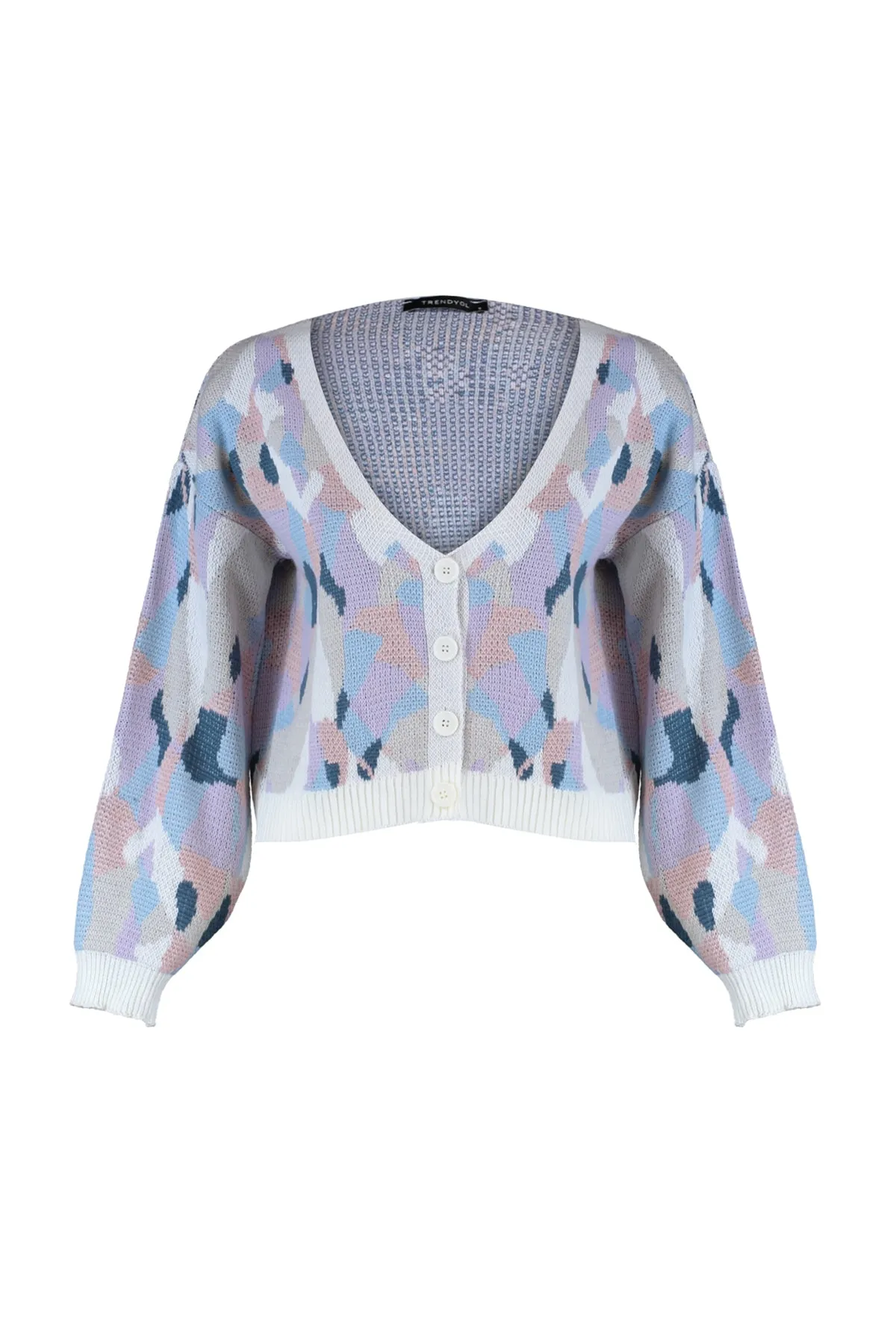 Trendyol Collection  Stone Wide Fit Strick-Cardigan mit Muster TWOAW22KZ1163