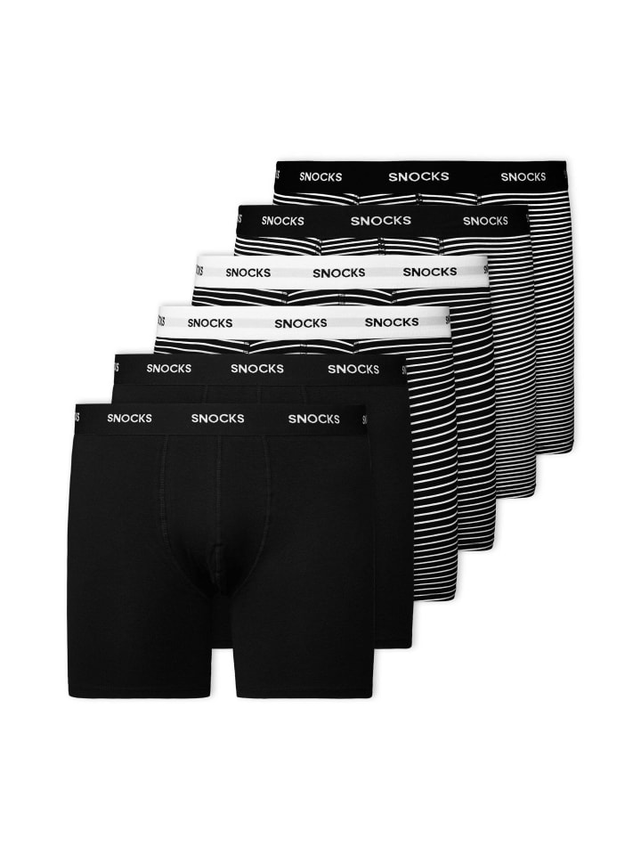 SNOCKS Lange Boxershorts 6 Stück in Schwarz (Streifen) günstig kaufen