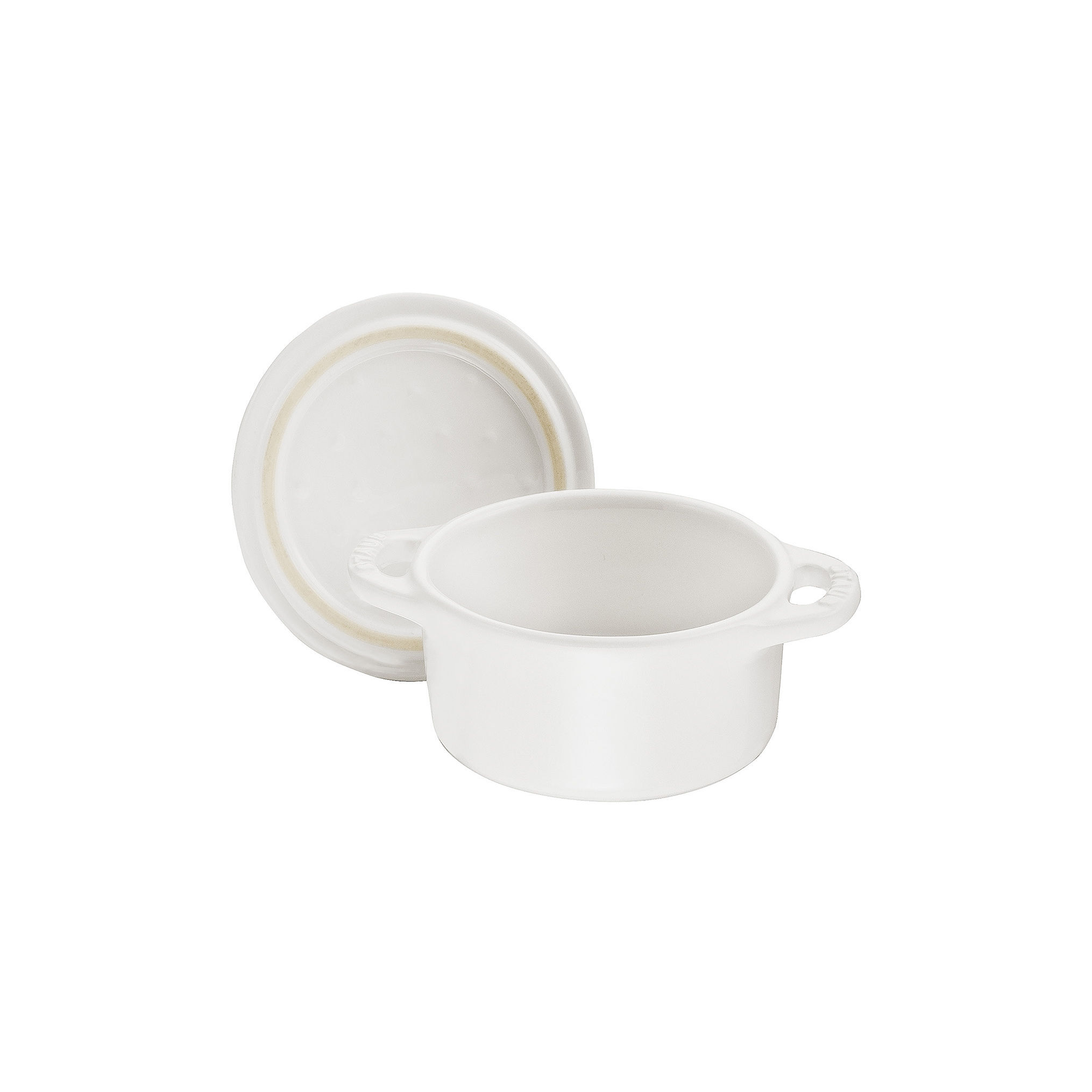 Mini Cocotte 10 cm, rund, Reinweiß, Keramik