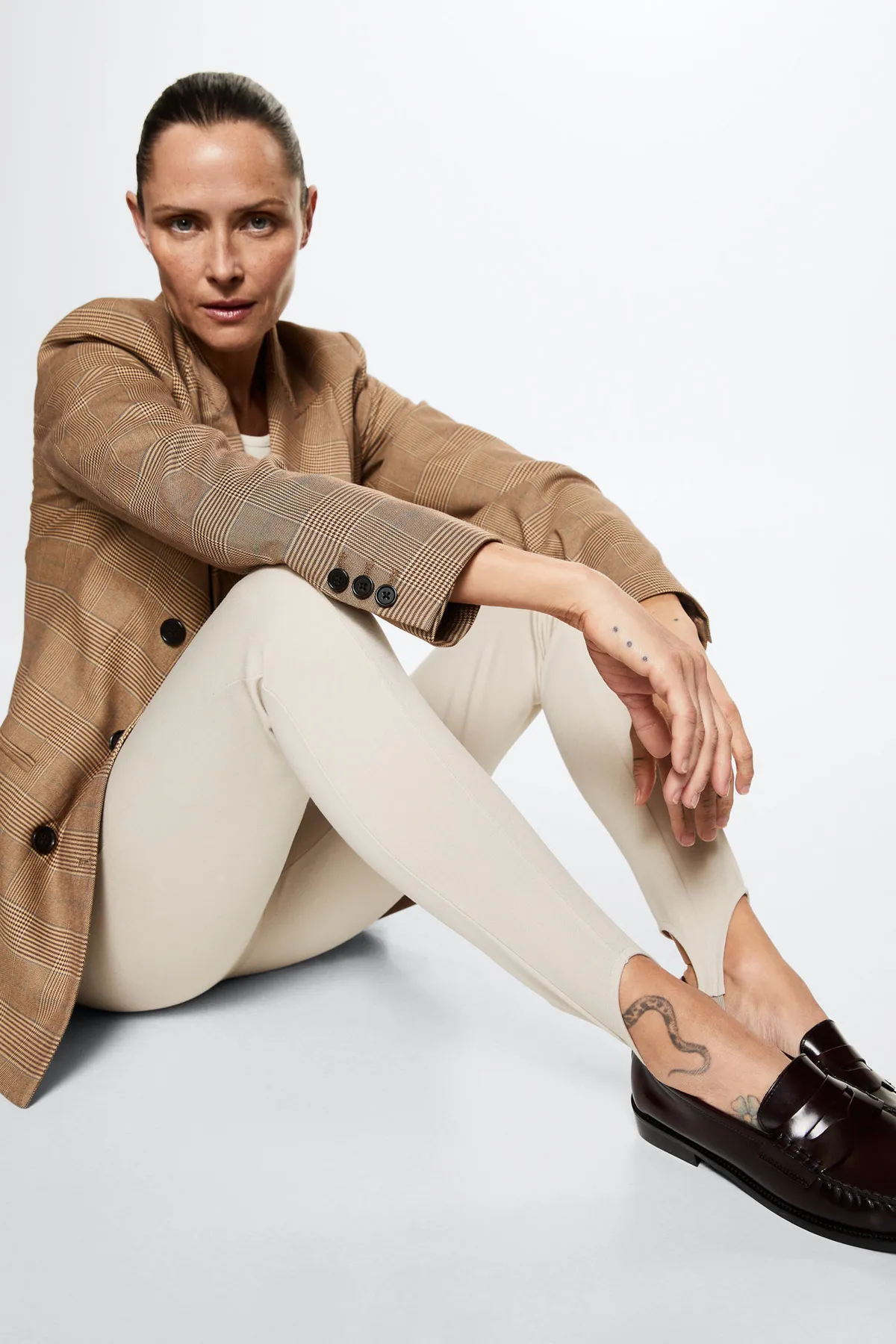 MANGO  Leggings - Beige - Mittlerer Bund