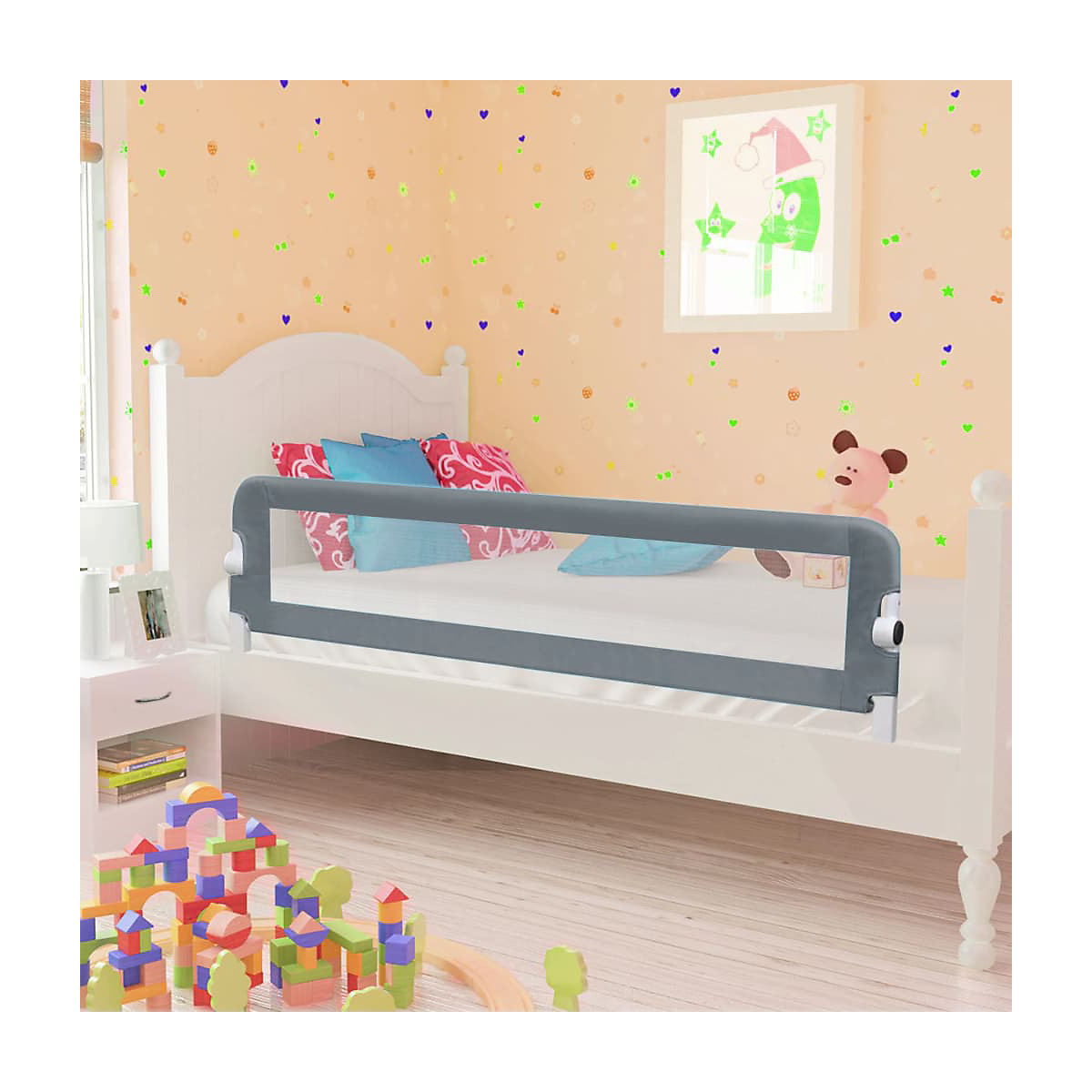 Kleinkind-Bettschutzgitter Grau 150x42 cm Polyester