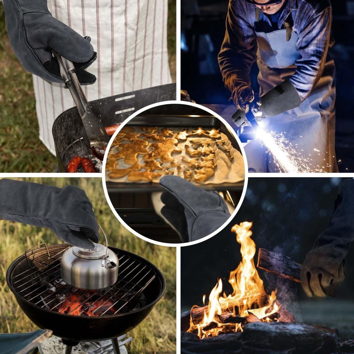 JedBesetzt Topfhandschuhe Ofenhandschuhe, Grillhandschuhe,35,5*14 cm, für Küche und Grill