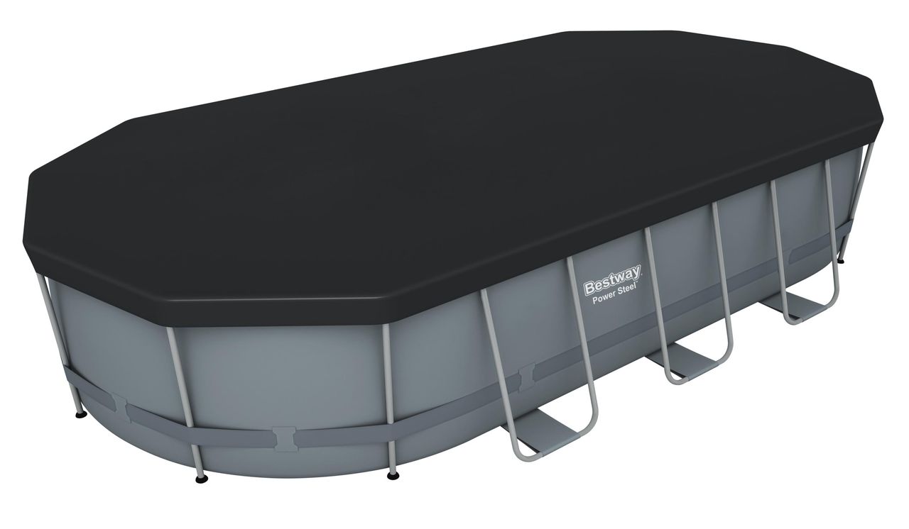 Bestway Power Steel™ Frame Pool Komplett-Set mit Filterpumpe 549 x 274 x 122 cm, grau, oval