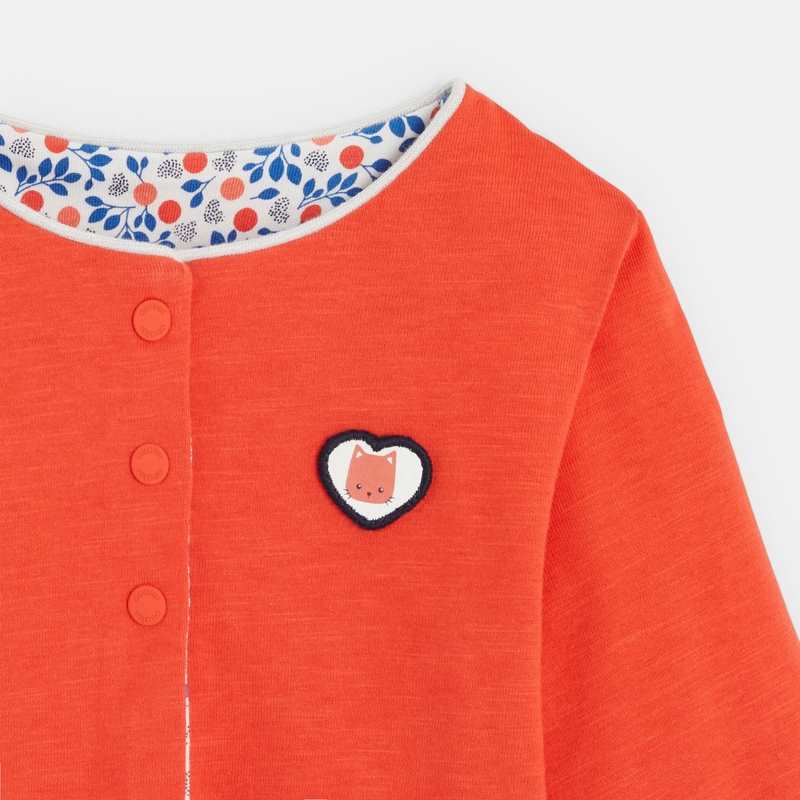 Gilet réversible fleuri rouge bébé fille