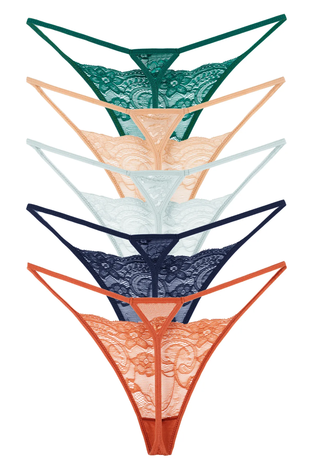 Sensu  Damen-String-Spitzen-Tanga, 5-teiliges Höschen-Set, gemischte Farben, Kts3062
