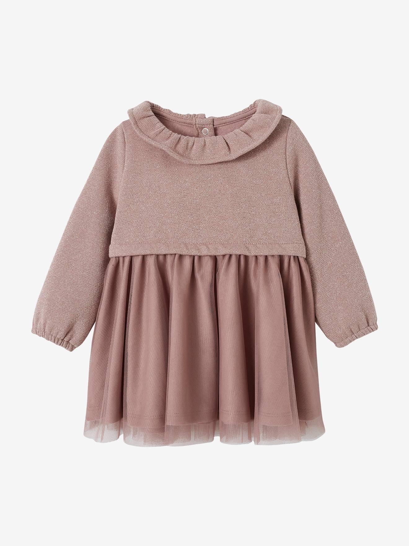 Vertbaudet Mädchen Baby Festkleid mit Tüllrock - lila