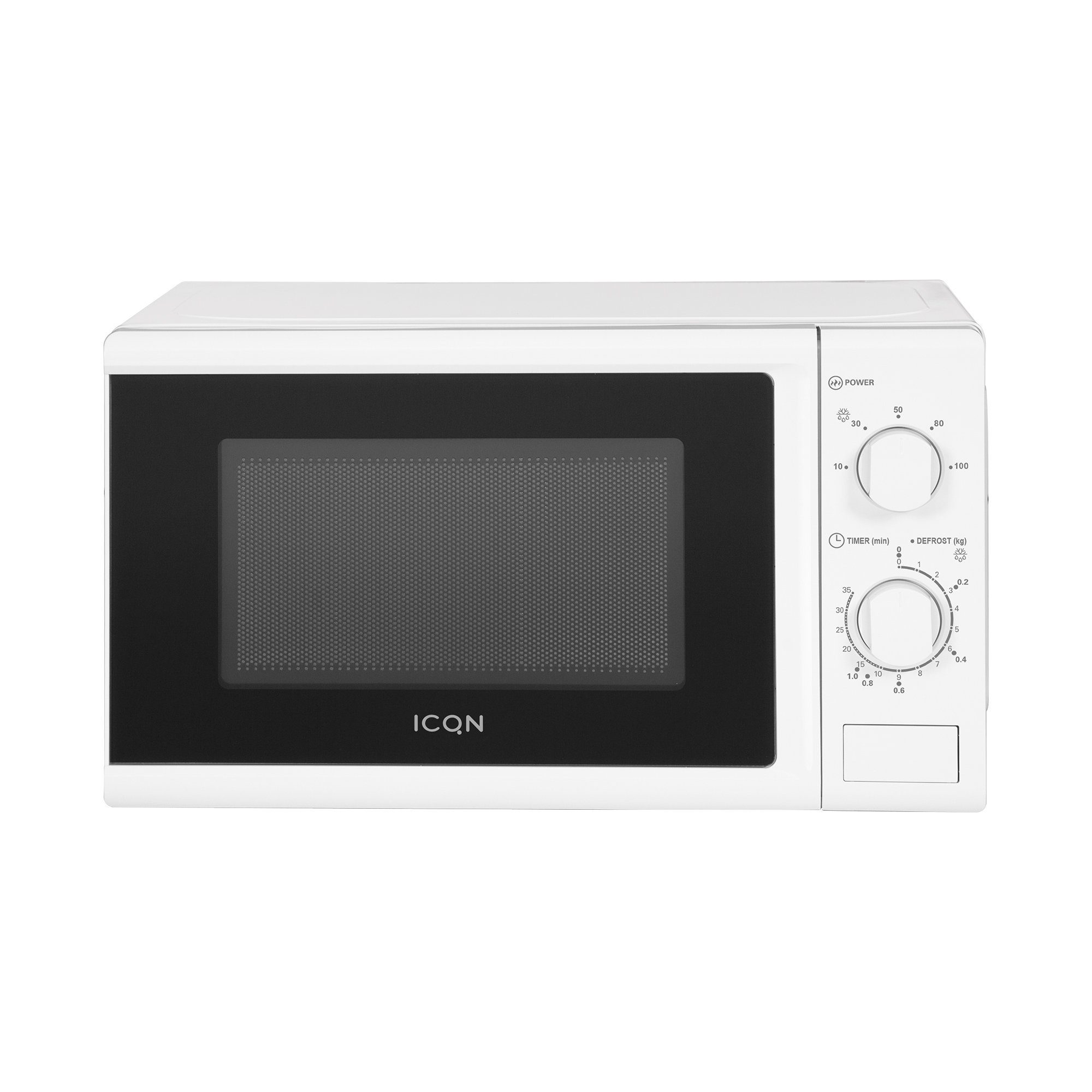 ICQN Mikrowelle 700 W, 5 Leistungsstufen, Solo-Mikrowelle, 20,00 l, kompakte Mikrowelle mit Edelstahl Innenraum, Weiß, inkl. Timer