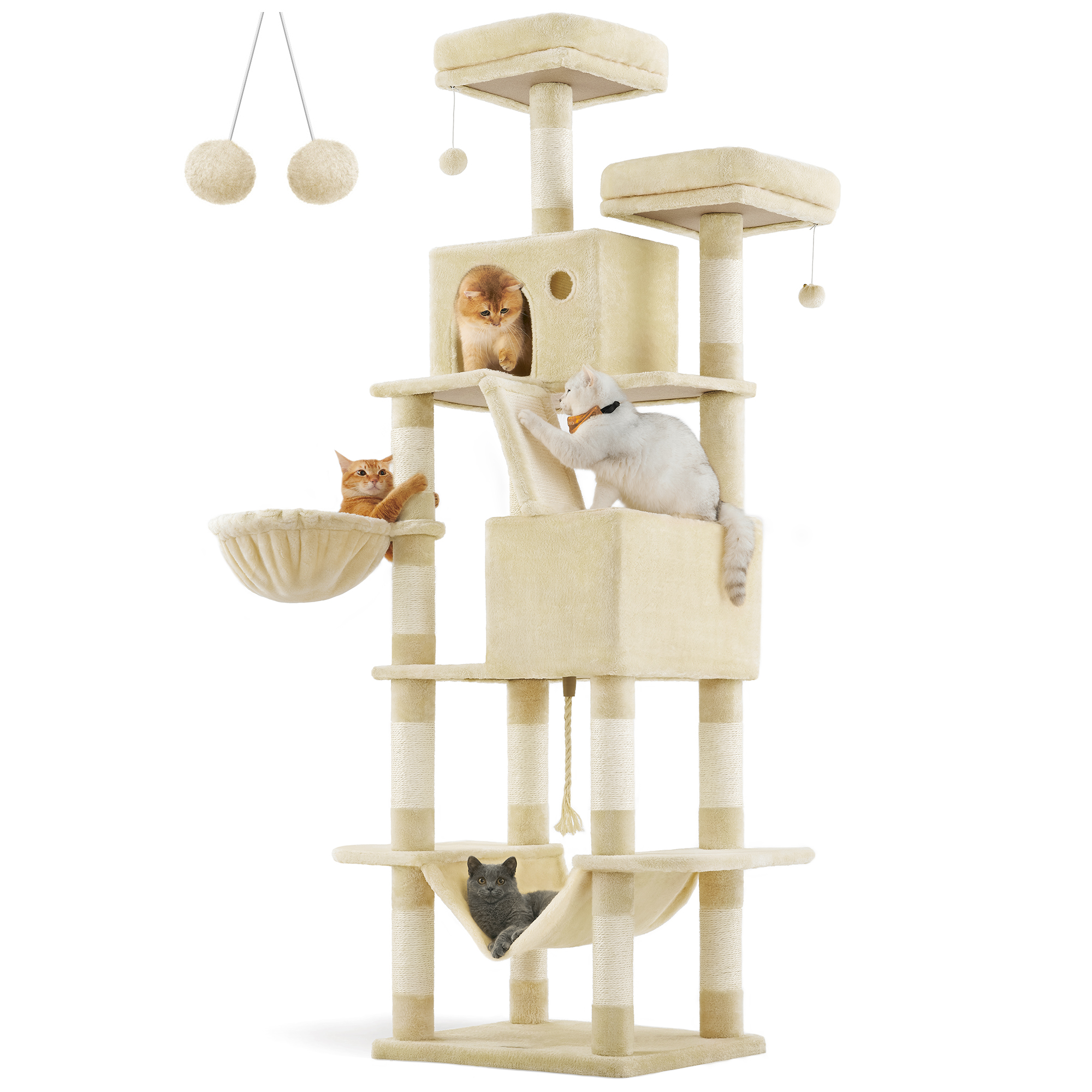 FEANDREA Kratzbäume FEANDREA Katzenbaum XXL 206cm Rauchgrau beige
