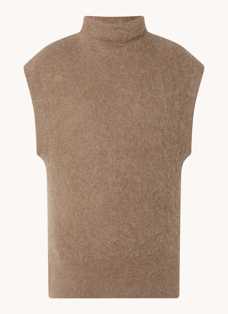 Giacca Spencer in pregiata maglia di misto alpaca con collo alto, disegnata da Claudia Sträter.