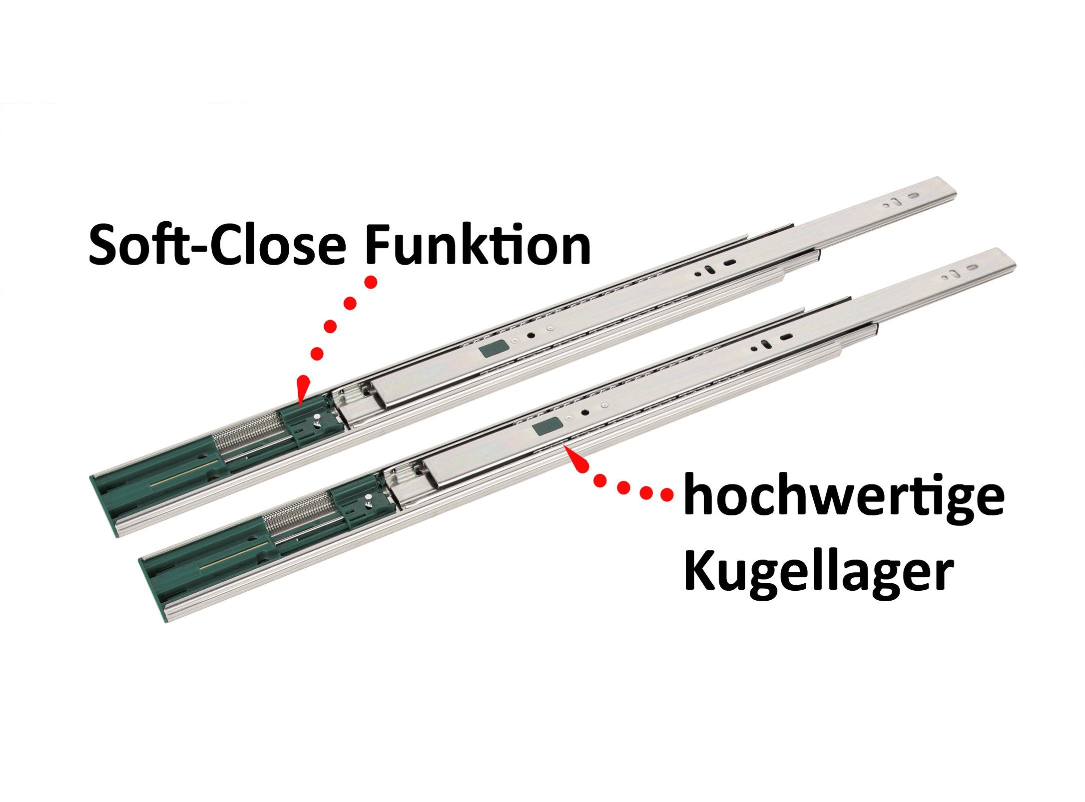 BigDean Auszug 1 Paar /2 Stk. Schubladenschienen Vollauszüge 45x250mm mit Softclose (2 St)