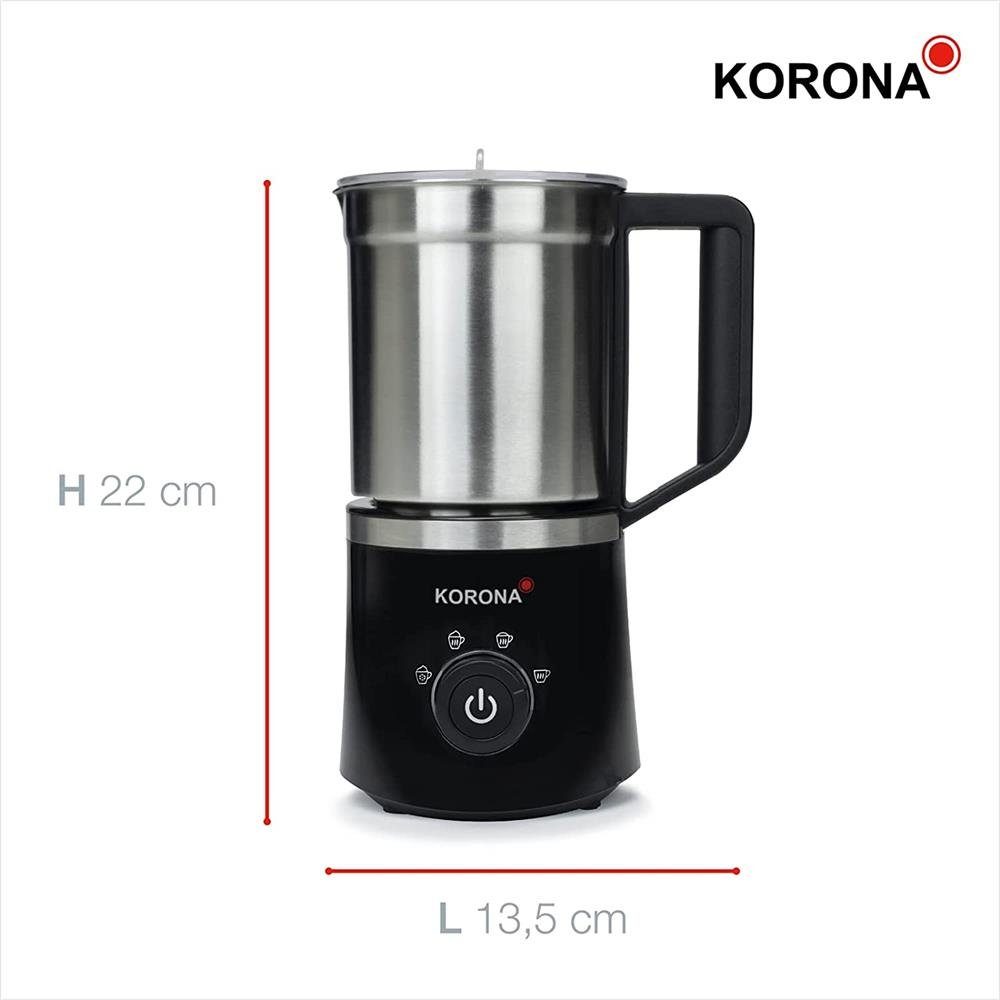 KORONA Milchaufschäumer 18050 Induktions-Milchaufschäumer, Induktion, elektrisch, silber, schwarz, Edelstahl, Milchbehälter, spülmaschinengeeignet, Abschaltautomatik