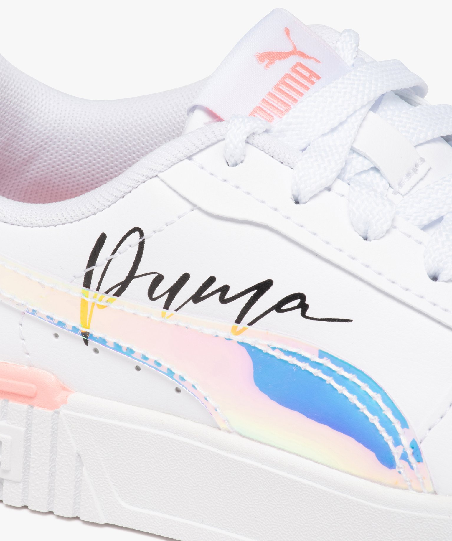 Baskets fille unies à lacets avec détails métallisés - Puma blanc | GEMO