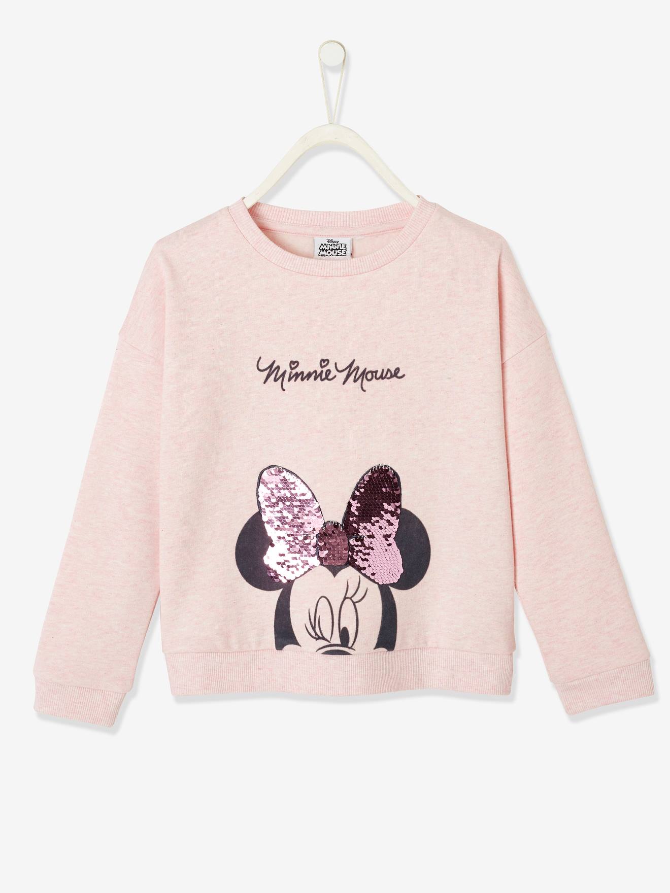 Sweat DS Minnie® fille détail en sequins réversible rose chiné