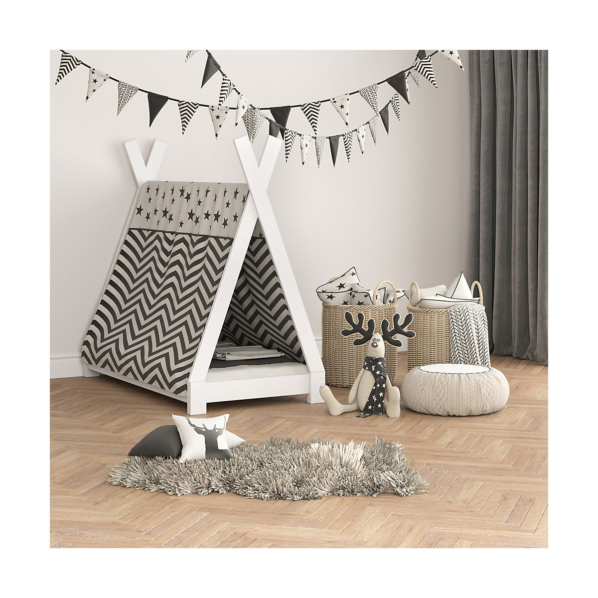 Kinderbett TIPI 70 x 140 cm Weiß