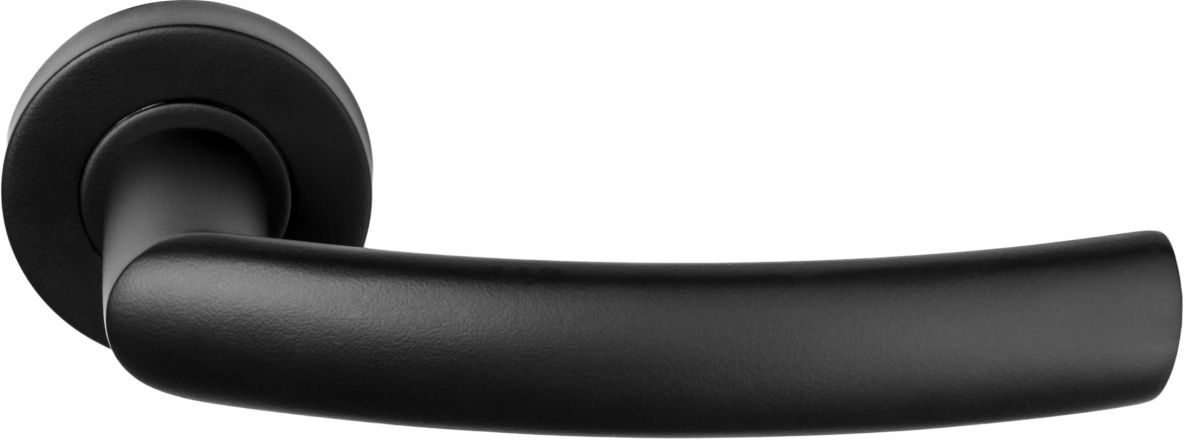 Maçaneta de porta maciça Formani 1501D257NMXX0 BASICS LB14 com mola e roseta, acabamento preto fosco.