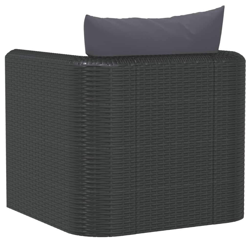vidaXL Loungesofa Sessel mit Auflagen Poly Rattan Schwarz, 1 Teile