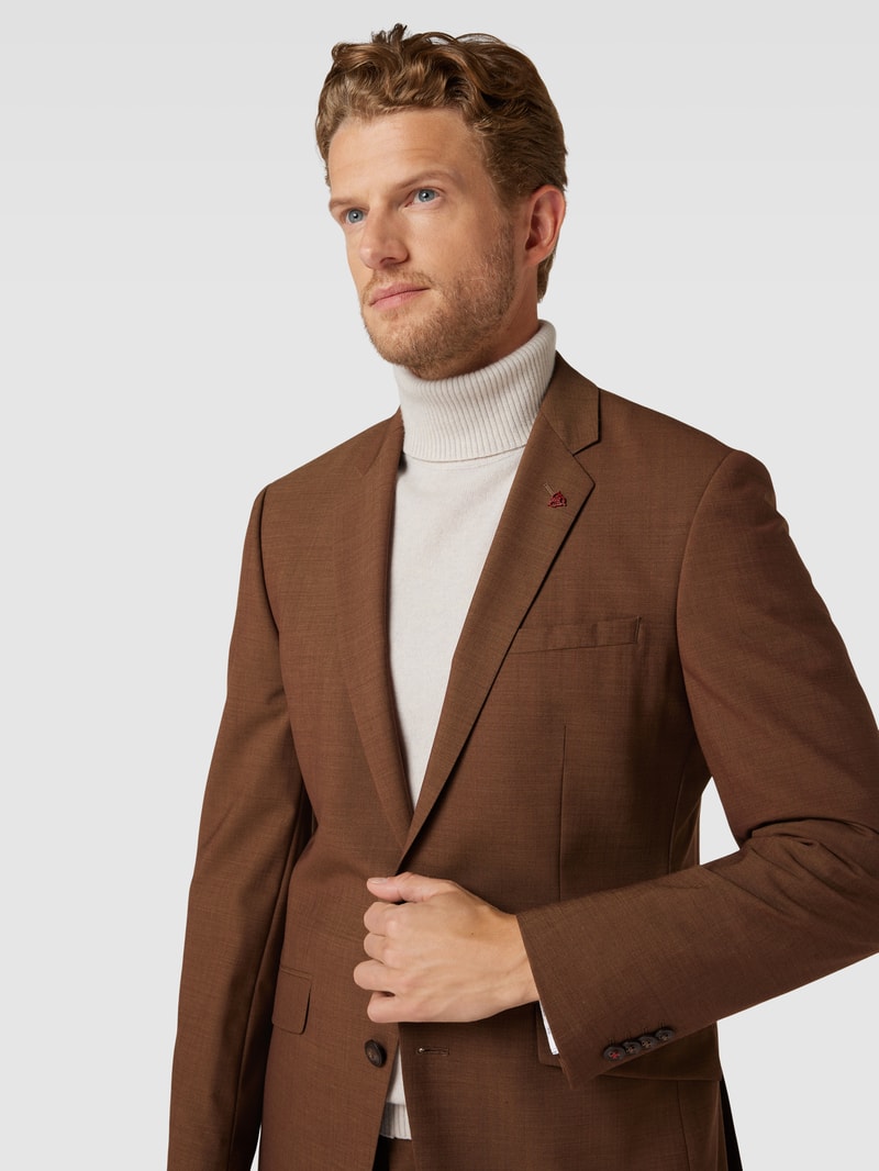 Slim Fit Anzug mit 2-Knopf-Sakko in hellbraun