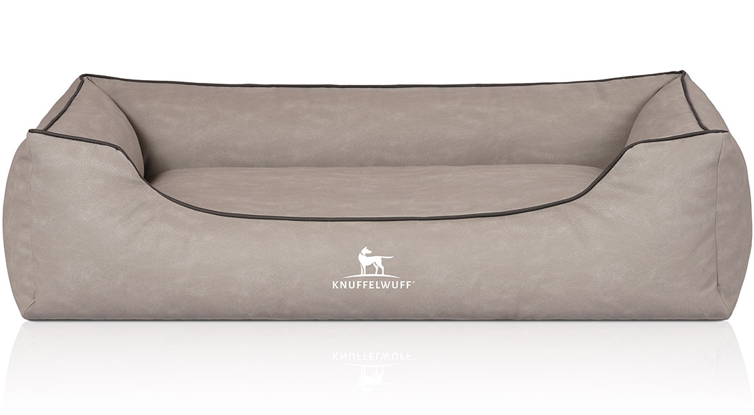 Knuffelwuff Hundebetten Knuffelwuff Hundebett Scottsdale aus Kunstleder hellgrau XL